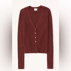 Abercrombie and Fitch Slim Ribbed Brown Cardigan, Medium, NWT